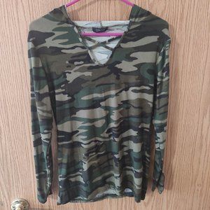 Long sleeve hooded camo shirt
